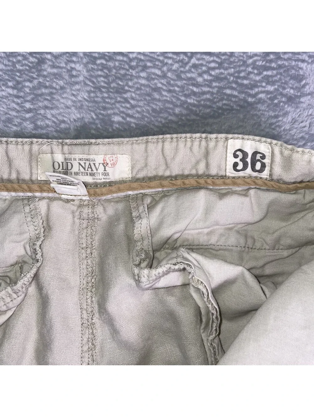 Vintage Old Navy Linen Pants Mens 36x34 Beige Relaxed Straight Leg Coastal Beach